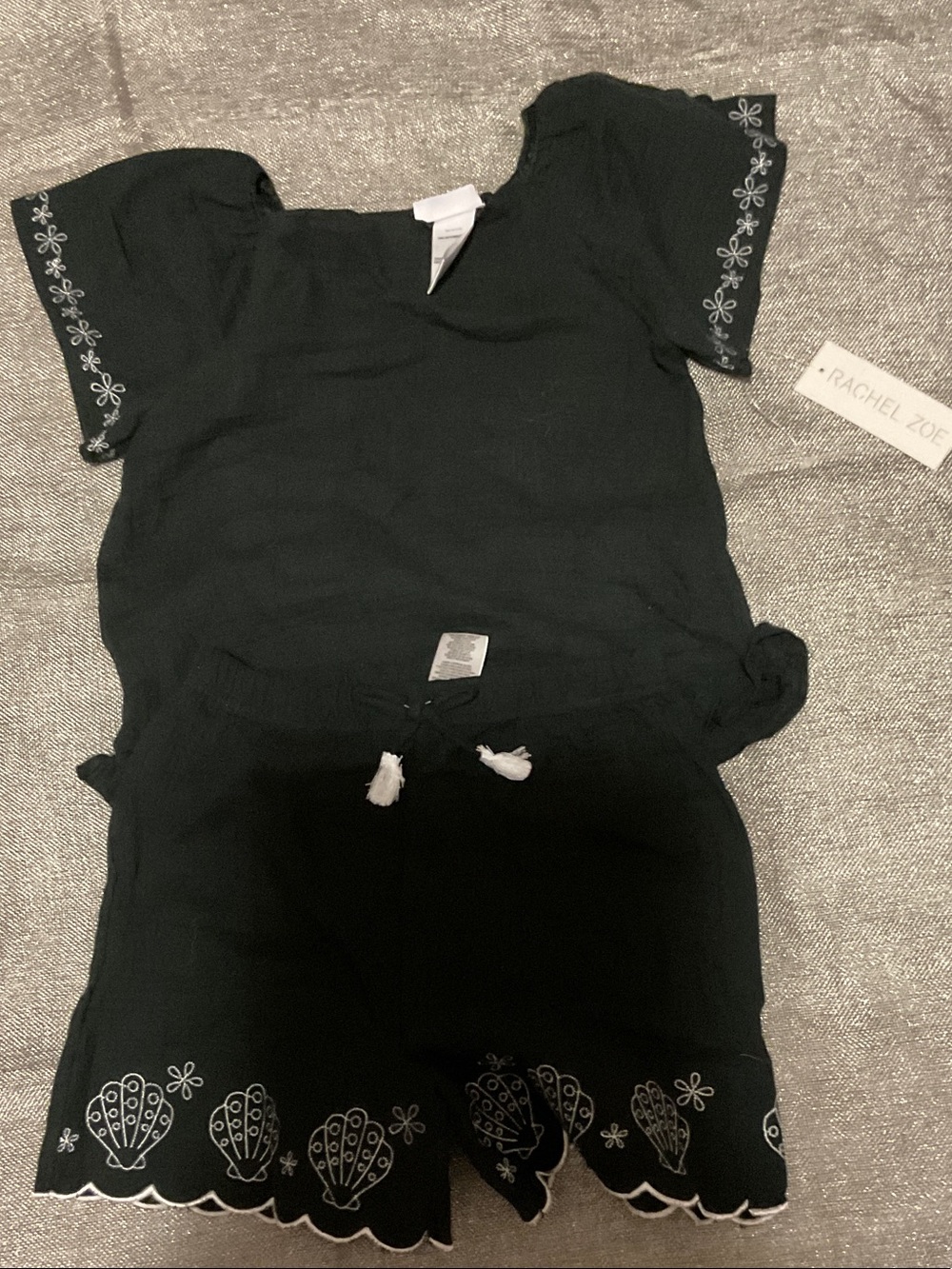 Rachel Zoe Black Embroidered Kids Matching Set
